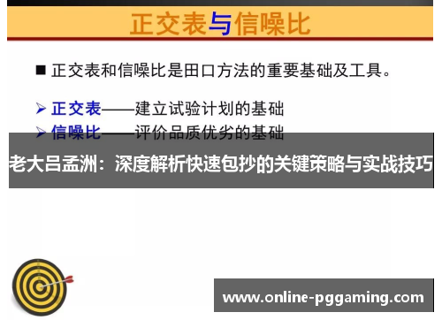 老大吕孟洲:深度解析快速包抄的关键策略与实战技巧 老大吕孟洲:深度解析快速包抄的关键策略与实战技巧
